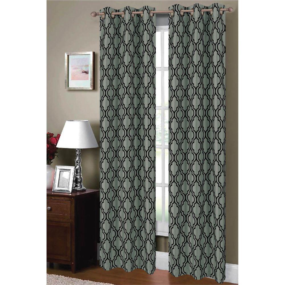 Window Elements Semi Opaque Lattice Flocked Faux Silk 84 In L