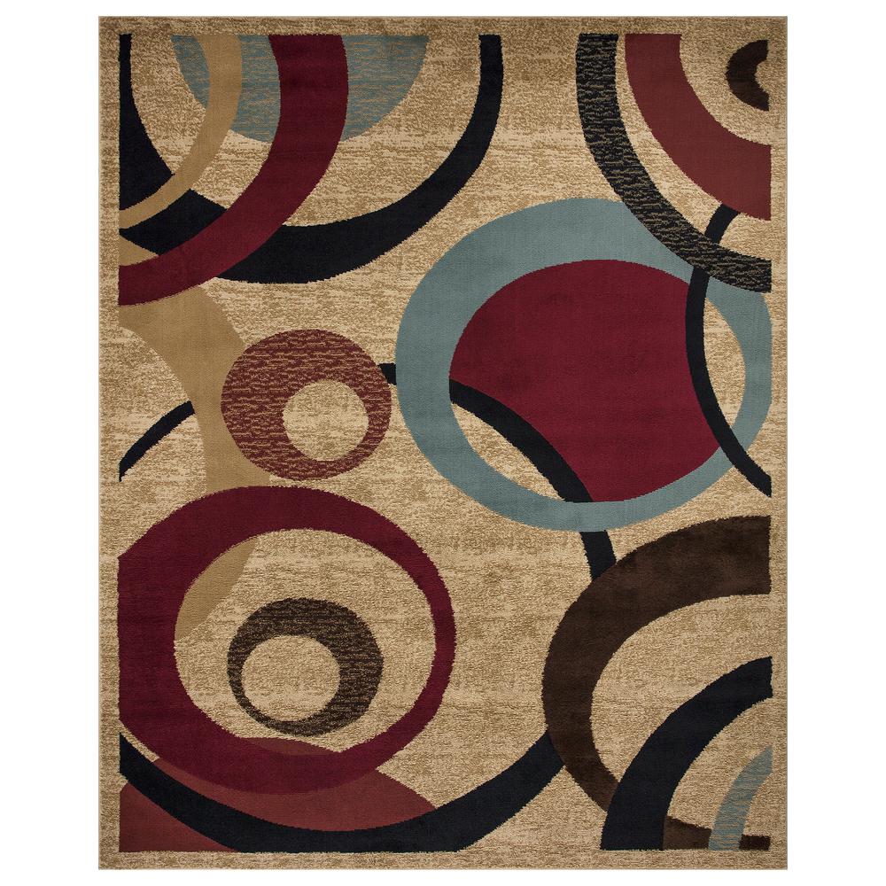 Ottomanson Contemporary Abstract Beige 8 ft. x 10 ft. Area Rug 