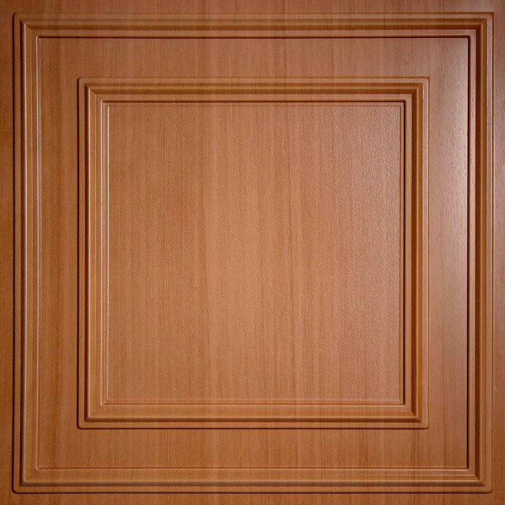 Ceilume Cambridge Faux Wood Caramel 2 Ft X 2 Ft Lay In Or Glue