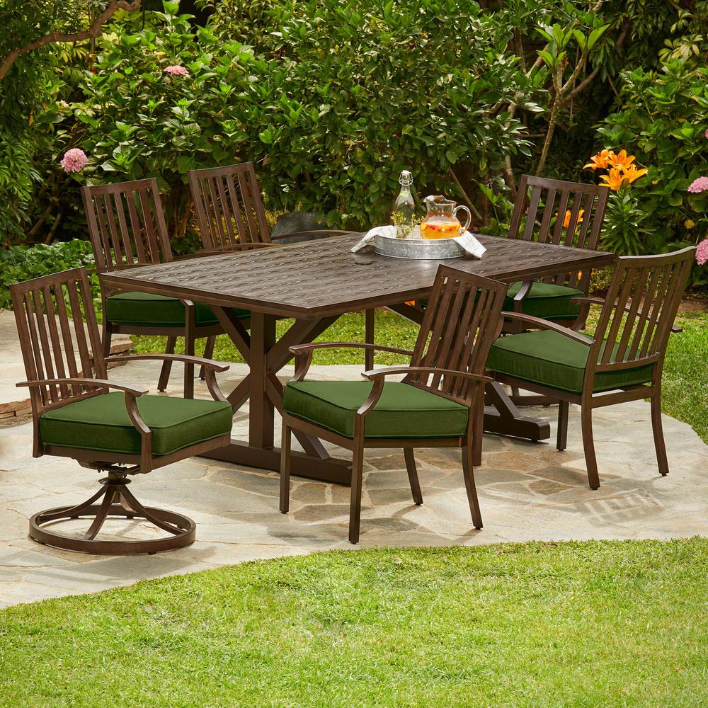 Royal Garden Bridgeport Heights 7 Piece Metal Outdoor Dining Set Royal Garden Bridgeport Heights 7 Piece Metal Outdoor Dining Set With Green Cushions