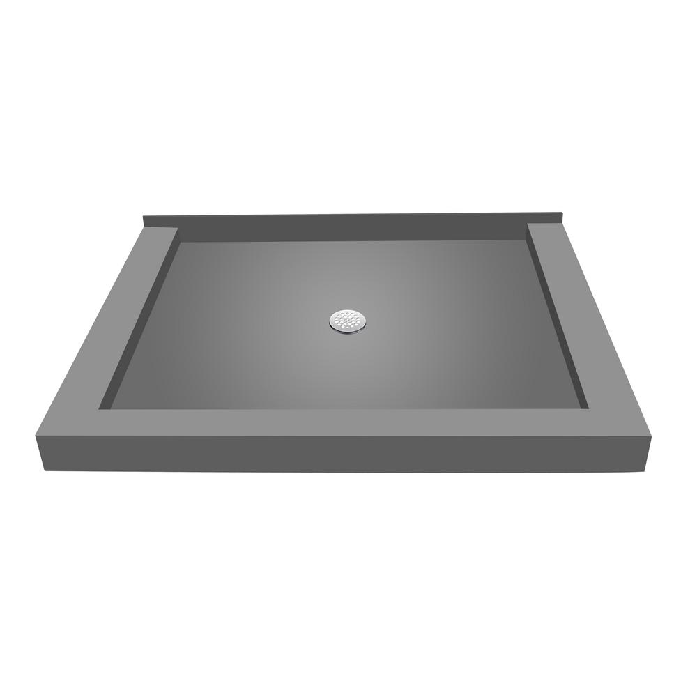 Redi Base 32 in. x 48 in. Triple Threshold Shower Base with Center Drain in GrayP3248CTCPVC