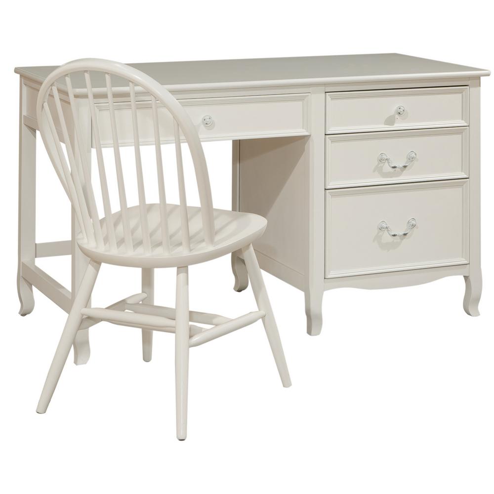 Emma White Pedestal Desk 8350500 The Home Depot Emma White Pedestal Desk