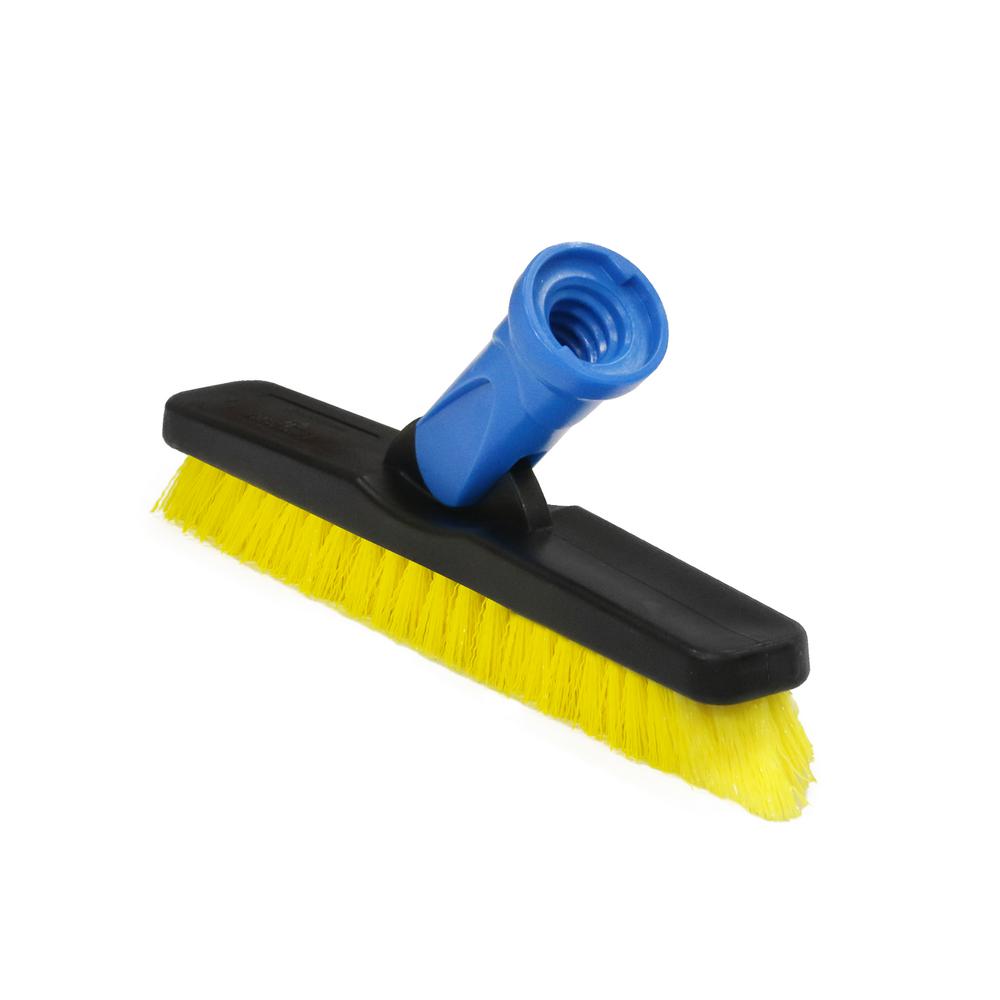 MATCC Floor Scrub Brush Shower Cleaning Scrubber Brush with 10Squeegee edge Adjustable Long Handle Stiff Bristle Shower Scrub Cleaning Brush for Tile Tub Bathroom Kitchen Deck Grout Patio