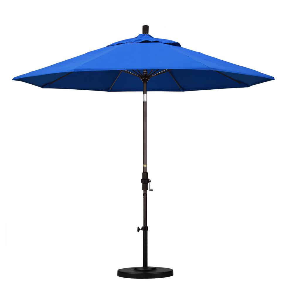 Best Rated Blue California Umbrella Patio Umbrellas Fiberglass Collar Tilt Patio Umbrella In Pacific Blue Olefin