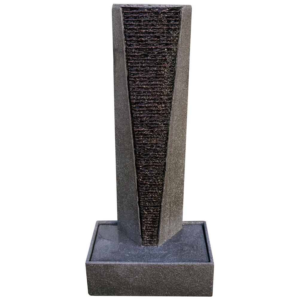 40 in. Tall Grey and Black Free Standing Waterfall Fountain with