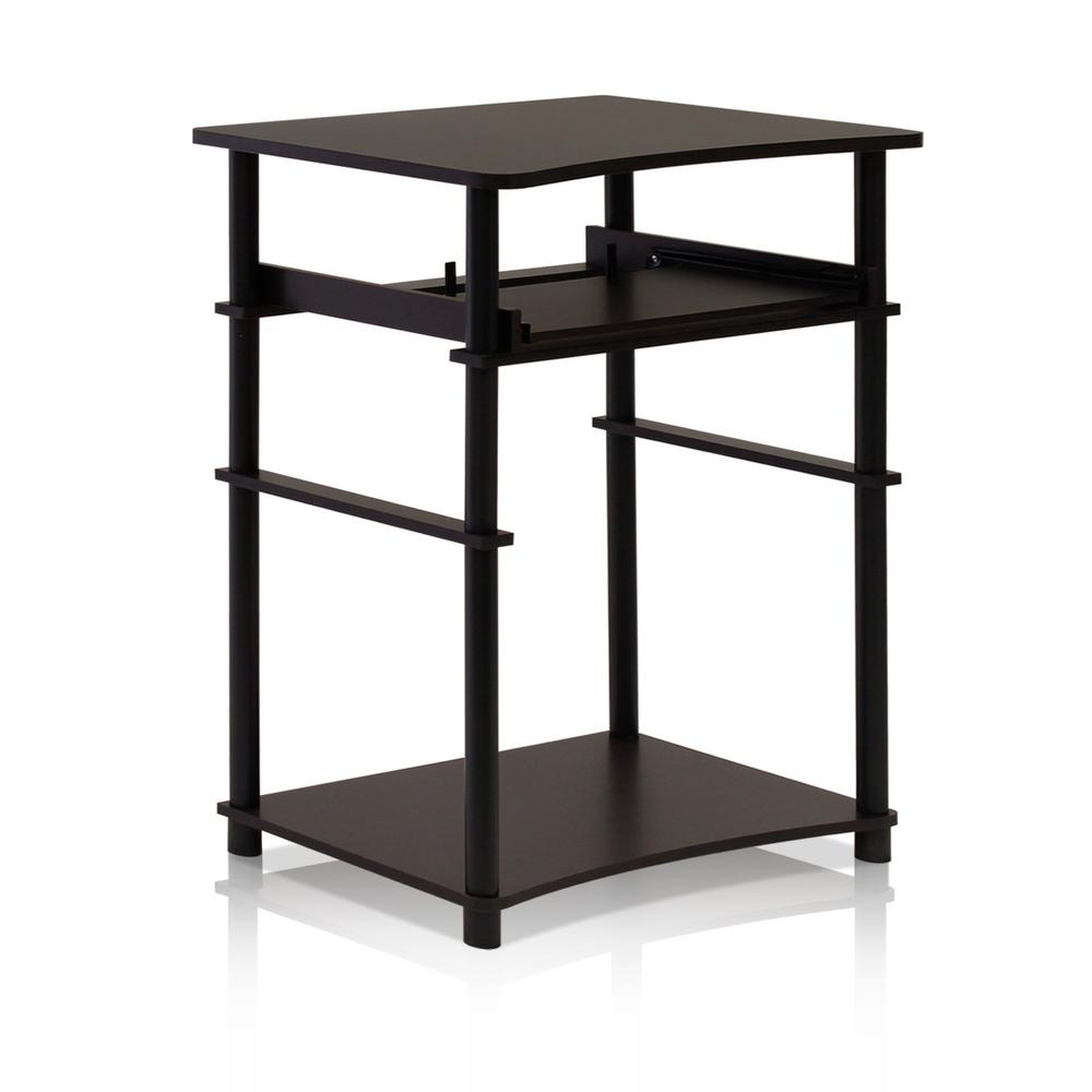 Home Laptop Espresso Computer Desk With Keyboard Tray