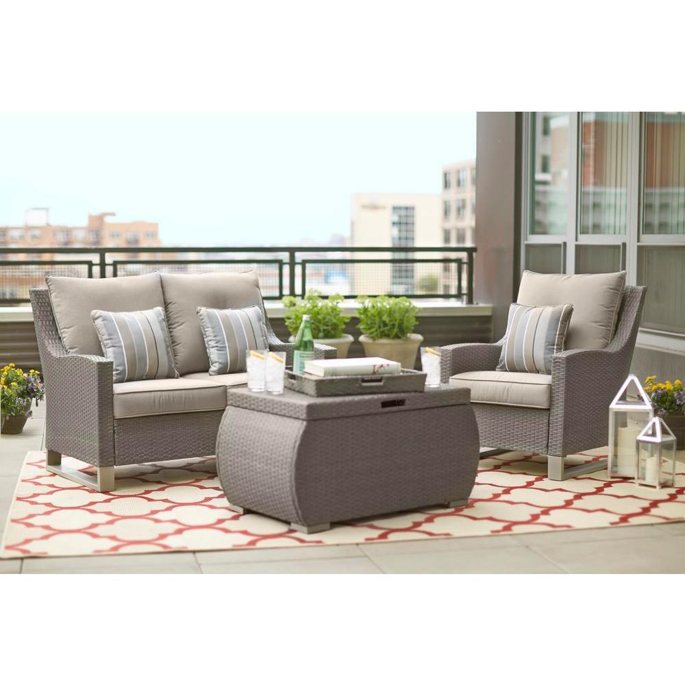 Hampton Bay Woodbury 4 Piece Patio Seating Set Designs Hampton Bay Woodbury 3 Piece Wicker Outdoor Patio Seating Set With