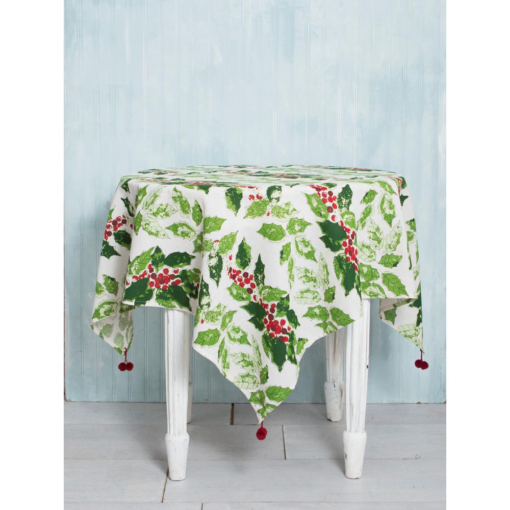 April Cornell 48 In X Jolly Holly Off White Tablecloth Jolly Holly Off White Tablecloth