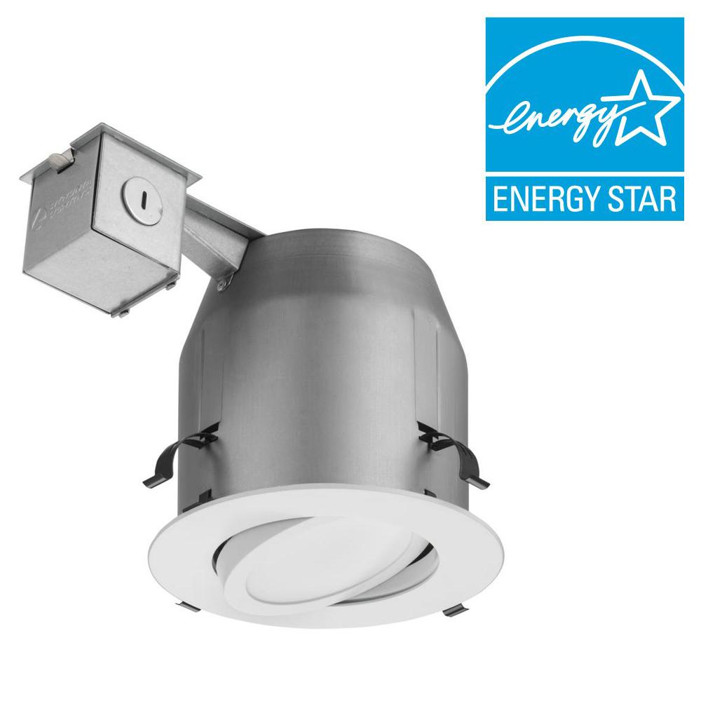 Led Energy Star New Construction And Remodel Recessed Lighting Matte White Recessed Gimbal Integrated Led Lighting Kit