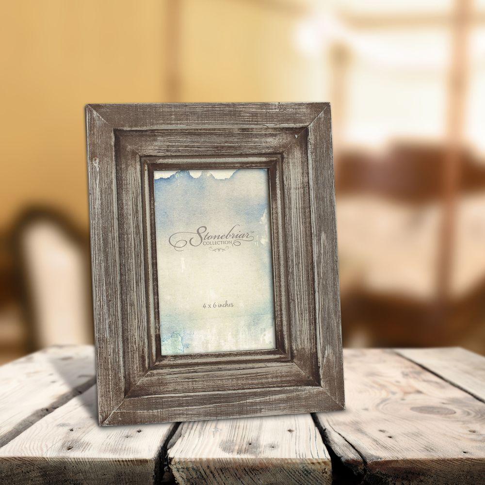 Stonebriar Collection 1Opening 4 in. x 6 in. Brown Weathered Wood Picture FrameSB5375A The