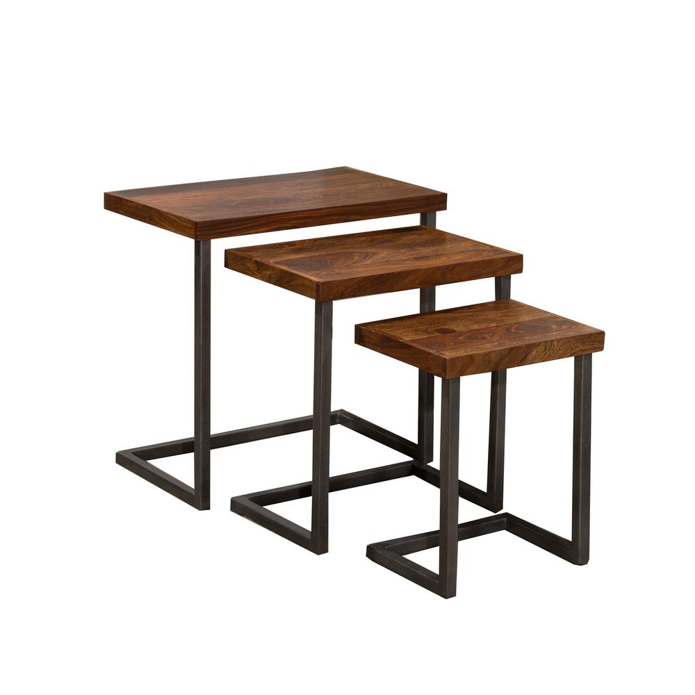 Hilale Furniture Emerson Natural Sheesham Nesting Tables Set Of Emerson Natural Sheesham Nesting Tables Set Of 3