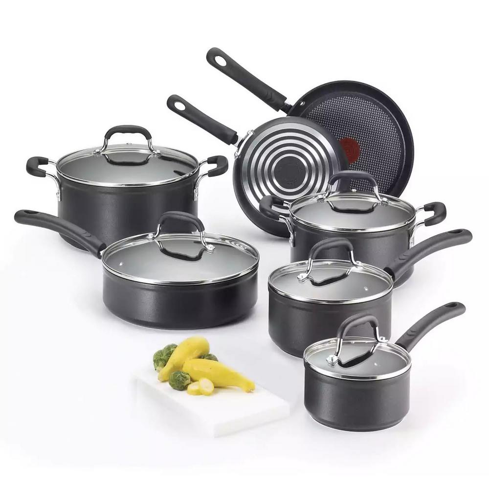 T Fal Prograde 12 Piece Titanium Nonstick Cookware Set In Black C561sc64 The Home Depot