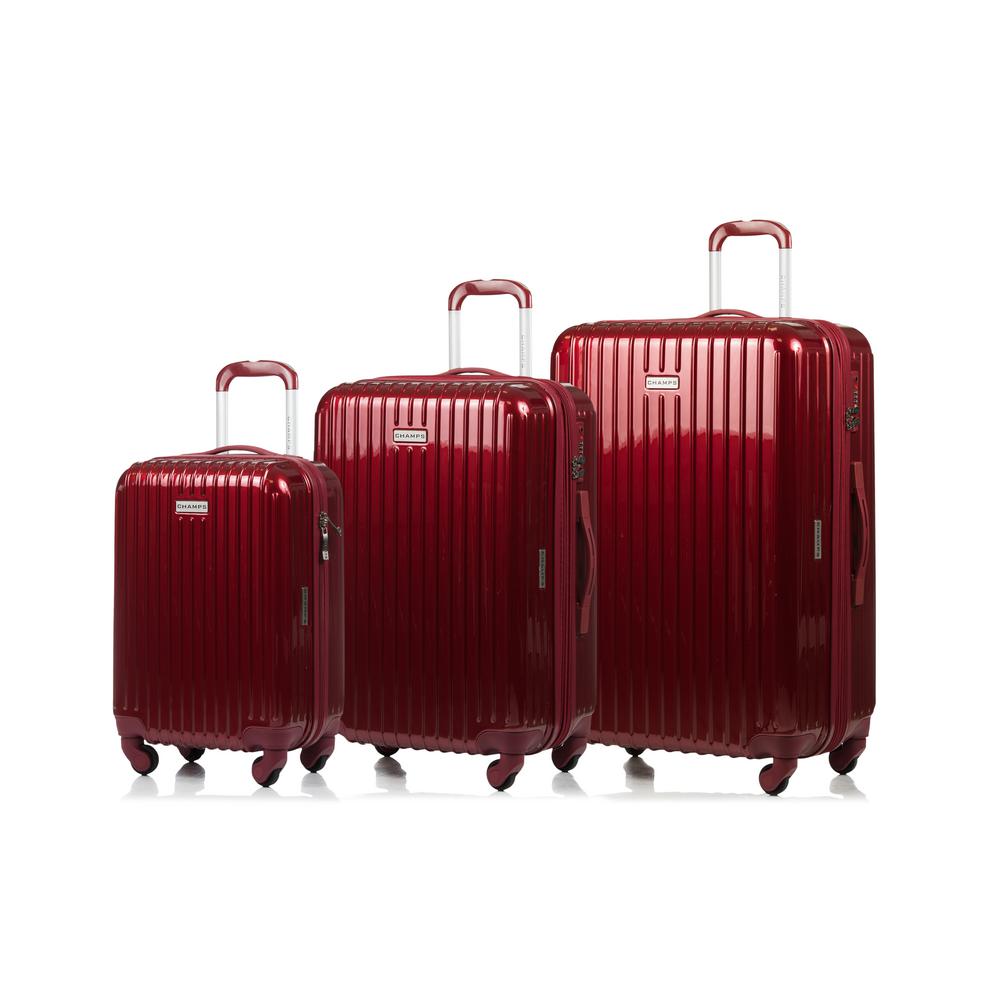 CHAMPS Rome 28 in.,24 in., 20 in. Red Hardside Luggage Set with Spinner ...