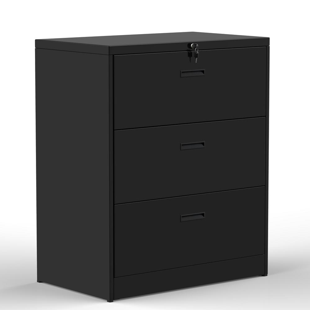Merax Black Anti Tilt Lateral File Cabinet 3 Drawer Wf192121aab