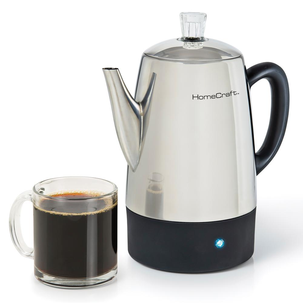 HomeCraft 10-Cup Stainless Steel Percolator with Keep Warm Function HCPC10SS - The Home Depot