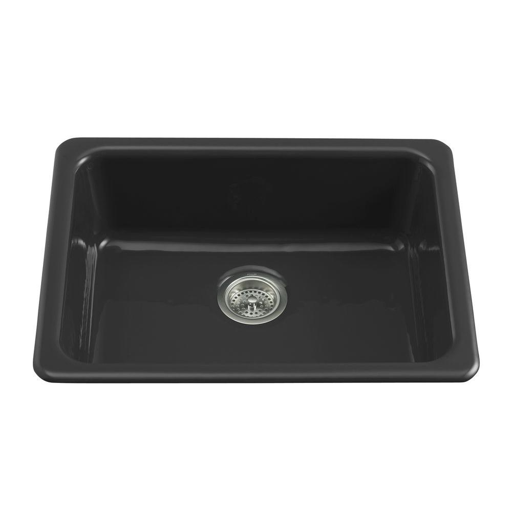 KOHLER Dual Mount Cast Iron 24 In Single Basin Kitchen Sink In