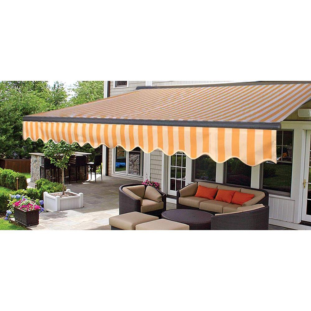 Awntech 12 Ft Galveston Semi Cassette Left Motor With Remote Retractable Awning 120 In Projection In Gray White Sl12 Gw The Home Depot