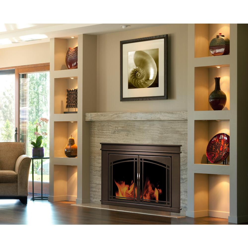Pleasant Hearth Fenwick Large Glass Fireplace Doors Fn 5702 The