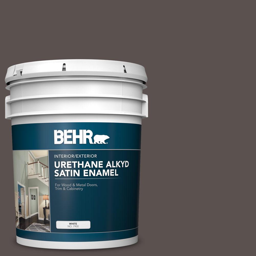 Behr 5 Gal Ae 24 Barn Brown Urethane Alkyd Satin Enamel Interior