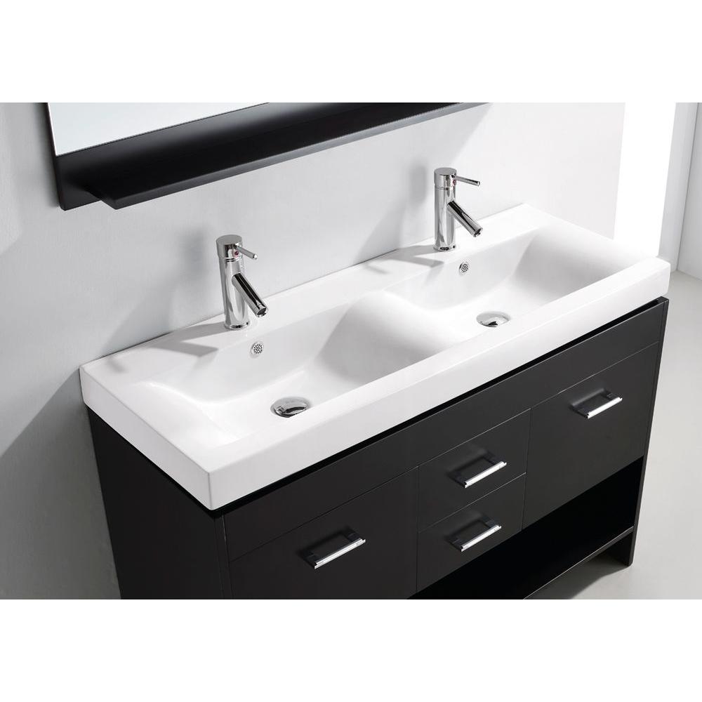 Virtu Usa Gloria 48 In W Bath Vanity In Espresso With Ceramic Vanity Top In White Ceramic With Square Basin And Mirror And Faucet