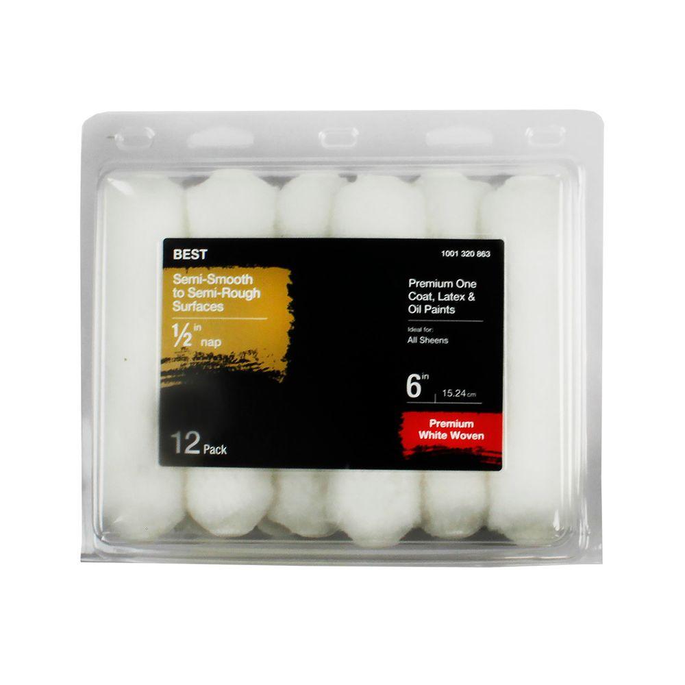 6 in. x 1/2 in. Shed Resistant White Woven Mini Paint Roller (12Pack