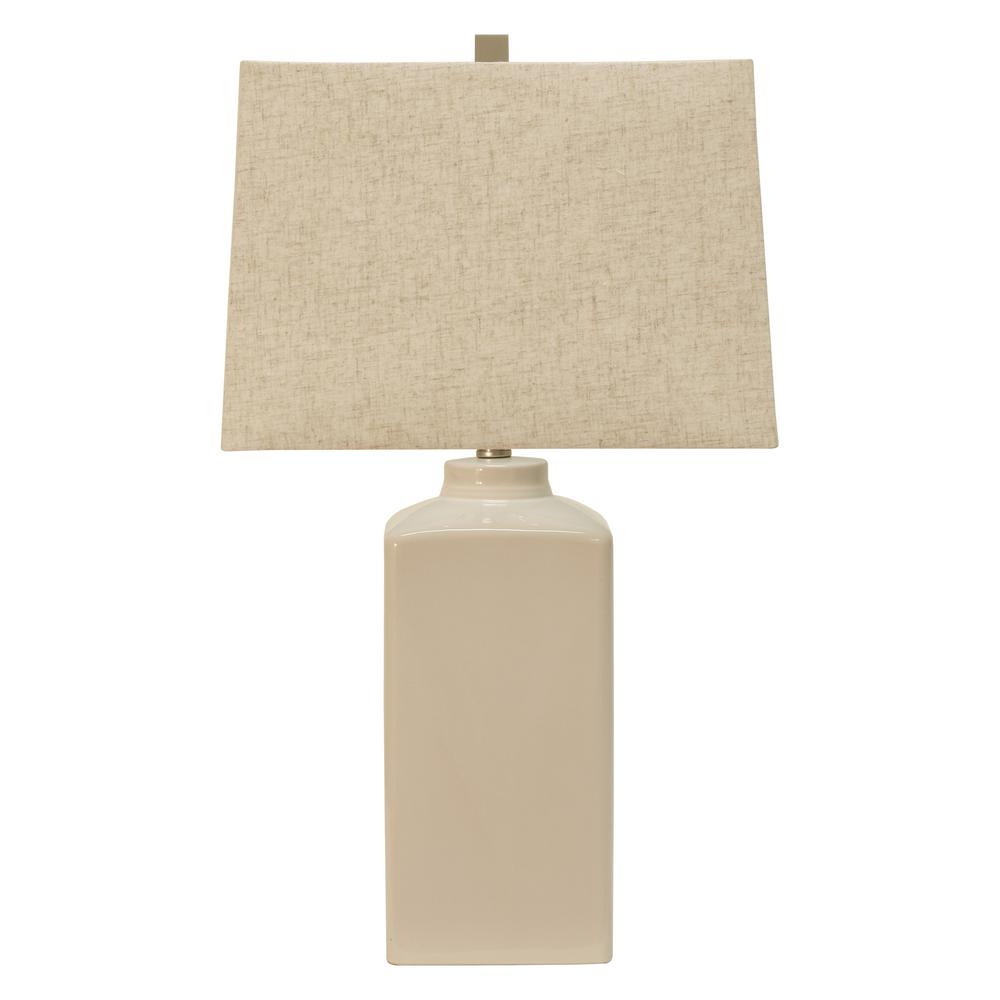 Decor Therapy Kennedy 26 5 In White Table Lamp With Linen Shade Table Lamp With Linen Shade
