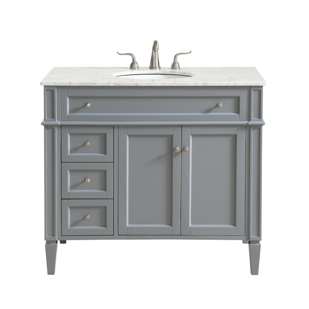 Unbranded Nanticoke 40 In Single Bath Vanity W 3 Drawers 1 Shelf 2 Doors Marble Top Porcelain Sink Grey Hdvnt 25080gr The Home Depot