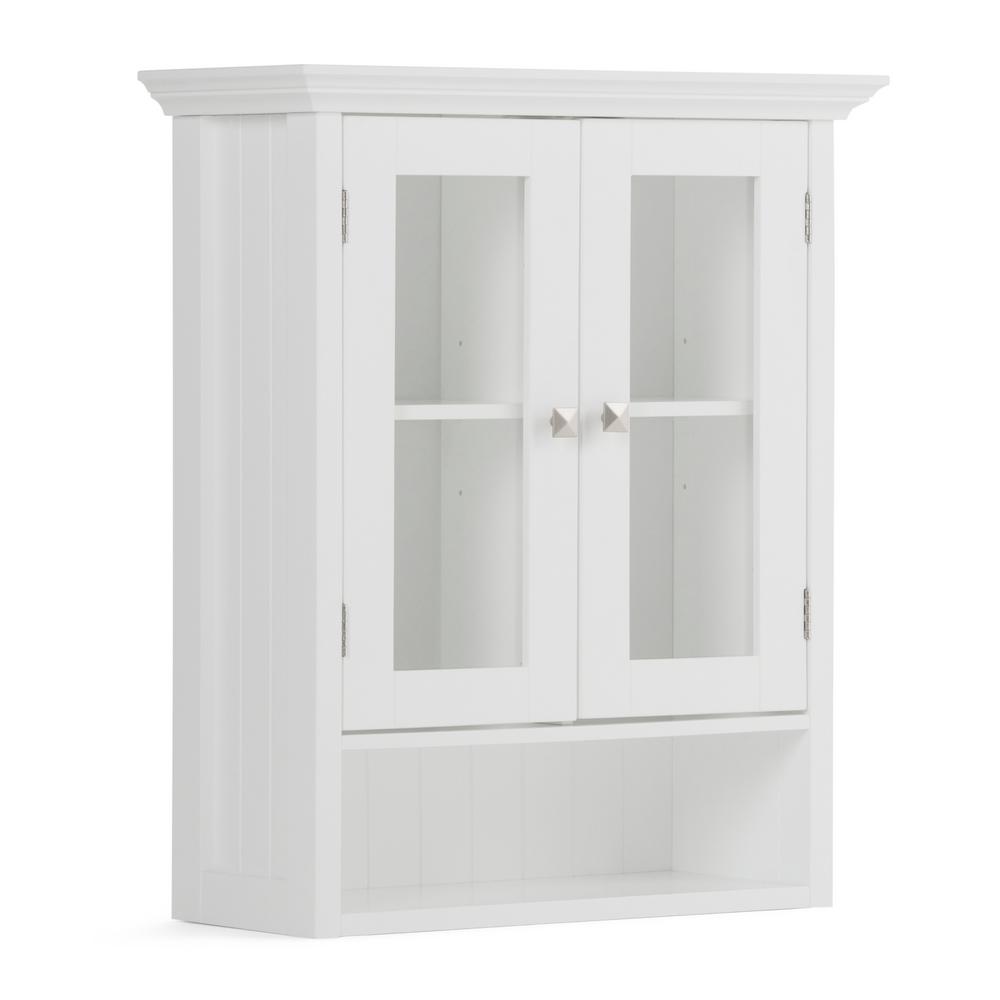 Simpli Home Acadian 15 75 In W X 28 In H X 10 In D Single Door Wall Bath Cabinet In White Axcbcaca 03 The Home Depot