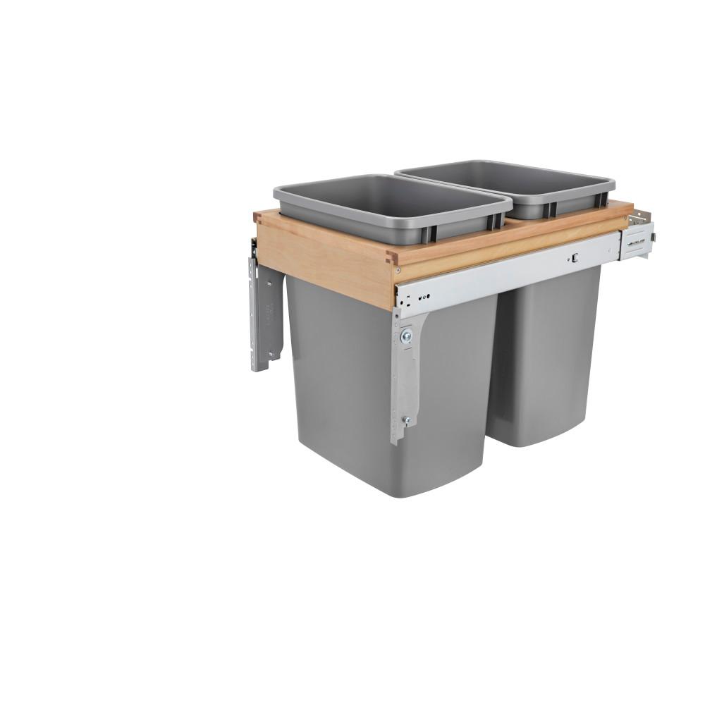 Wood Pull Out Trash Cans Kitchen Cabinet Organizers The Home Depot 17 875 In H X 15 W 22 75 D Double 35