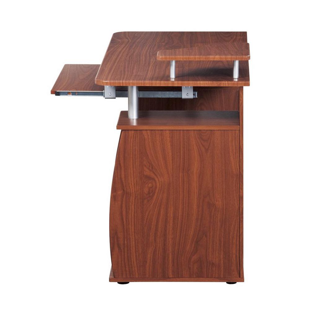 Techni Mobili Mahogany Complete Computer Workstation Desk With