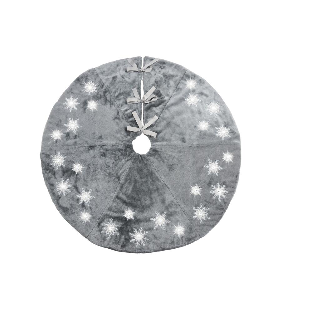 Manor Luxe 56 In Snowflake Sequin Soft Plush Furry Light Up Round Snowflake Sequin Soft Plush Furry Light Up Round Christmas Tree Skirt