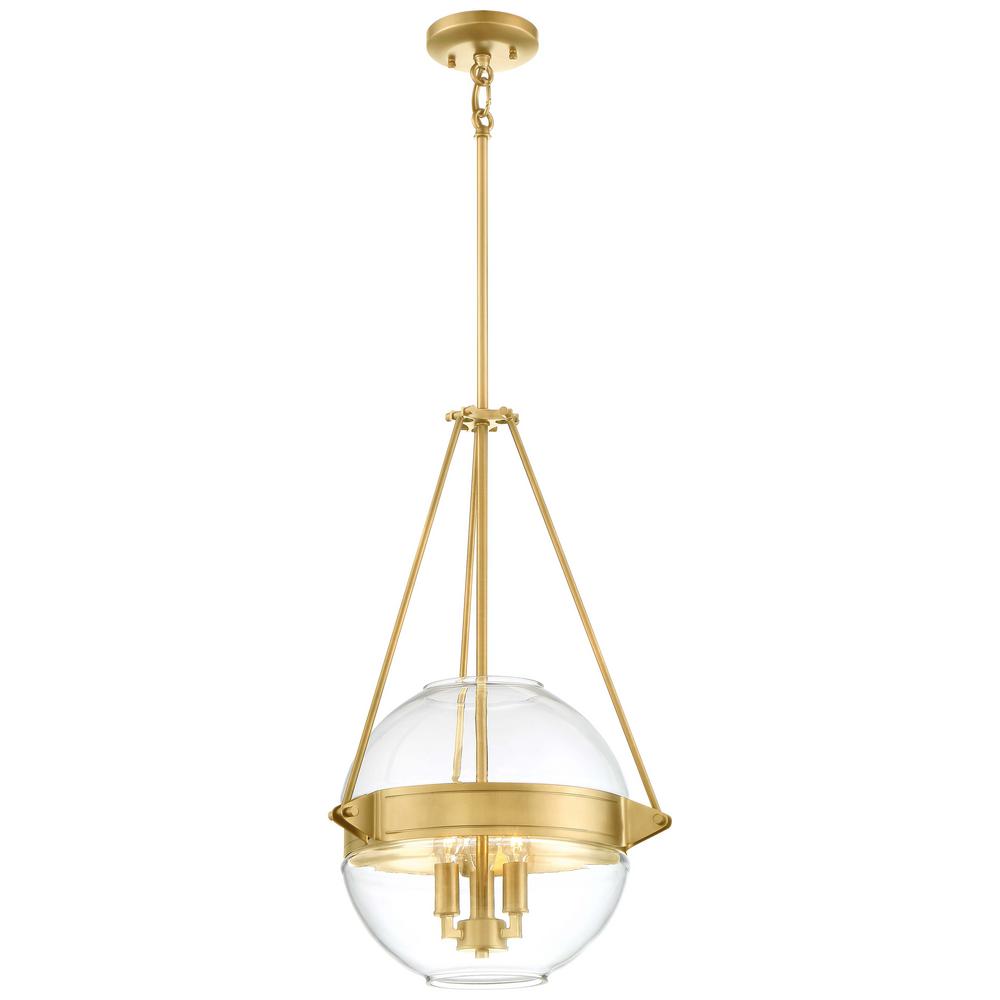 Classic Minka Lavery Lighting The Home Depot Atrio Collection 3 Light Liberty Gold Finish Pendant 15 5 In With Clear Glass
