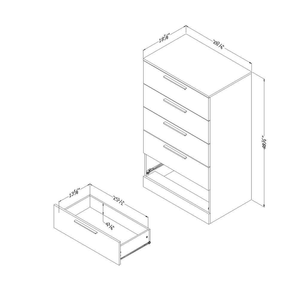 South Shore Step One Essential 5 Drawer Gray Oak Chest Of Drawers