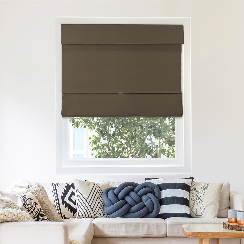 Hunter Douglas Installed Vignette Modern Roman Shades 27 In W X 64 L Mountain Chocolate Thermal Horizontal
