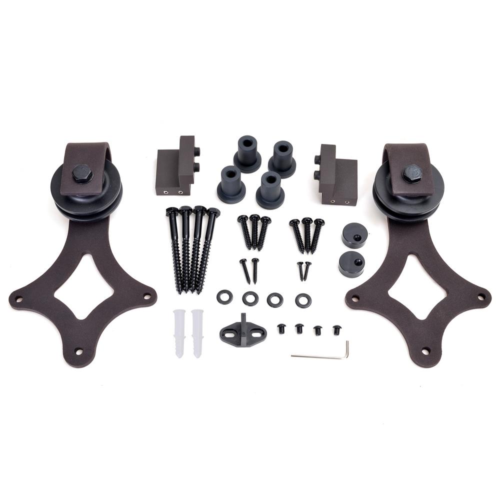 CALHOME 72 in. Antique Bronze Rustic Horseshoe Barn Style Sliding Door