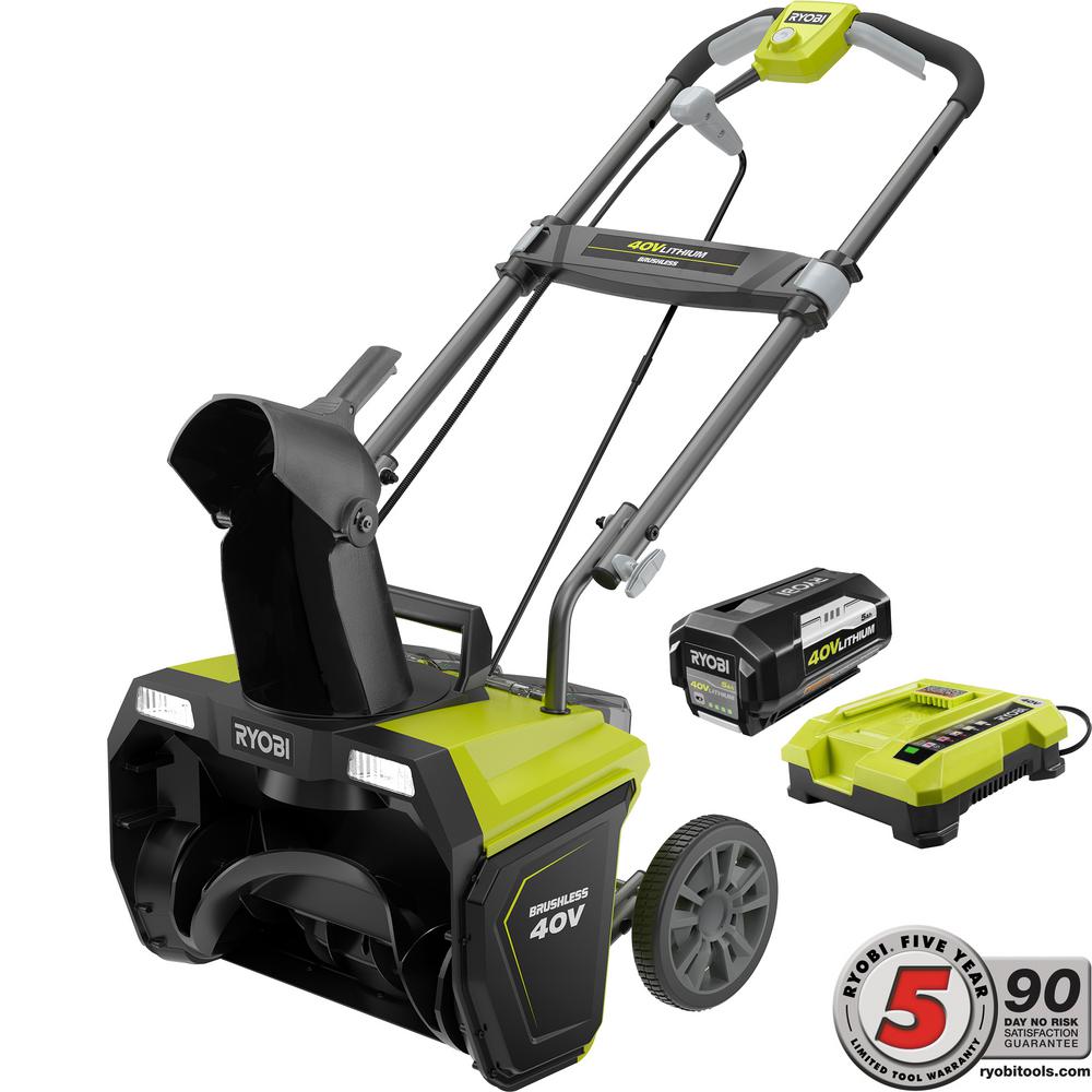 Ryobi 20 in. 40Volt Brushless Cordless Electric Snow Blower 5.0