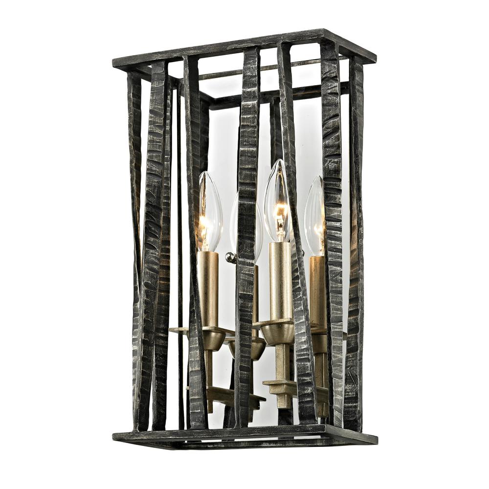 Troy Lighting Bastille 2-Light Pompeii Silver and Silver Leaf Wall Sconce by Troy Lighting