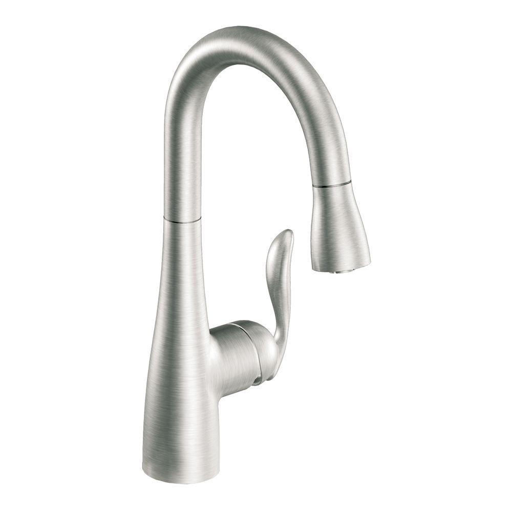 Moen Arbor Single Handle Pull Down Sprayer Touchless Kitchen Faucet With Motionsense In Spot Resist Stainless 7594esrs The Home Depot