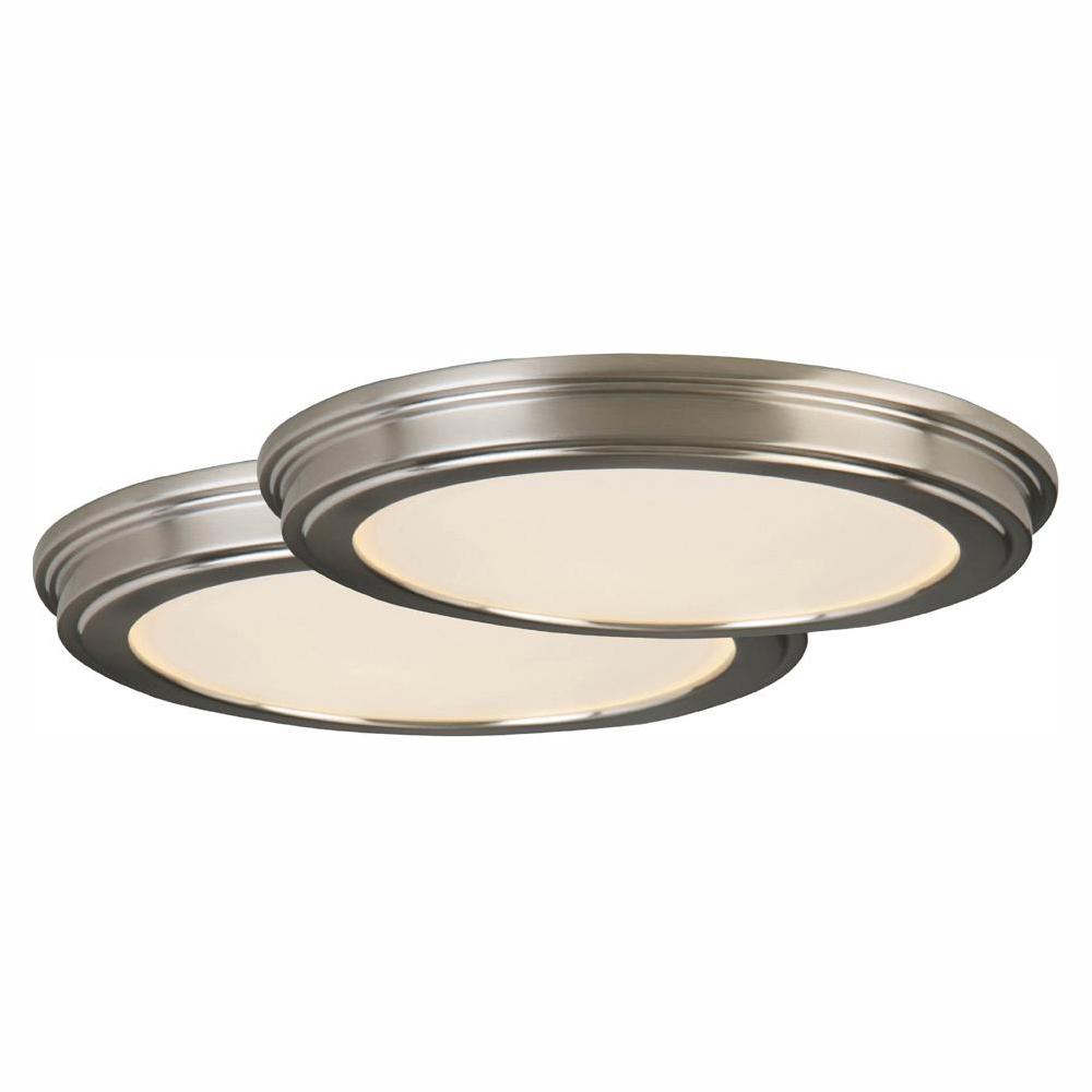 Commercial Electric 13 In Brushed Nickel Led Ceiling Flush Mount