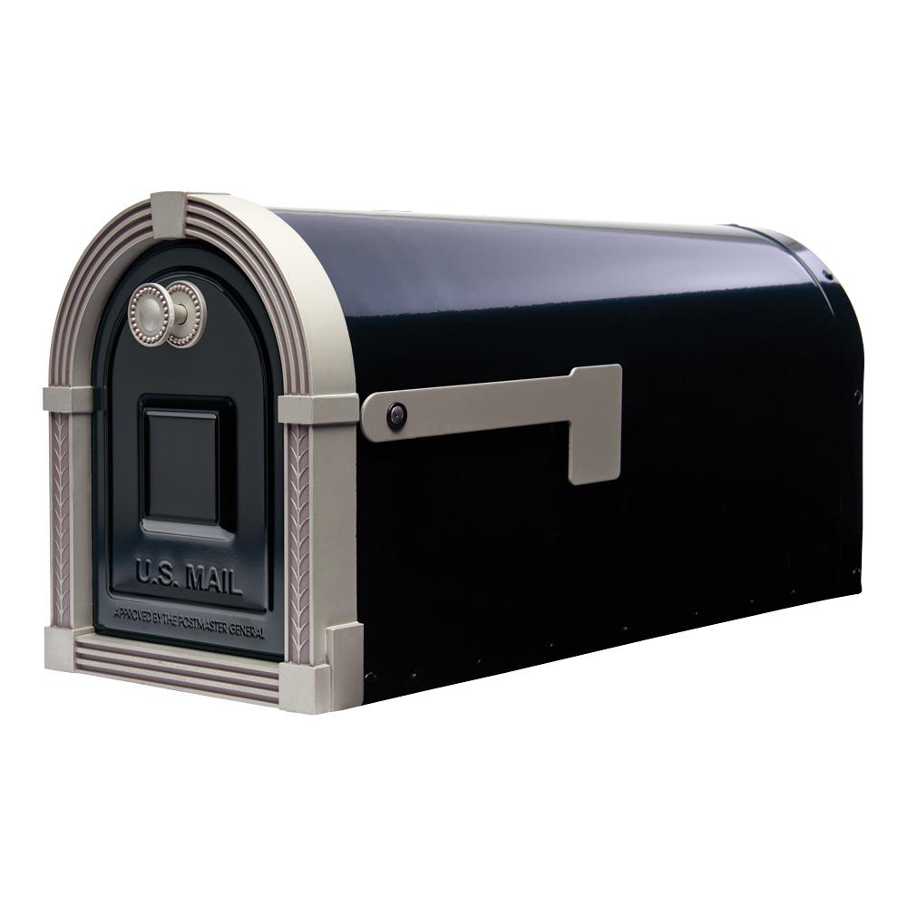 Gibraltar Mailboxes Brunswick Black And Brushed Nickel Large Post Mount   Blacks Gibraltar Mailboxes Post Mount Mailboxes Bm16bsn1 64 1000 