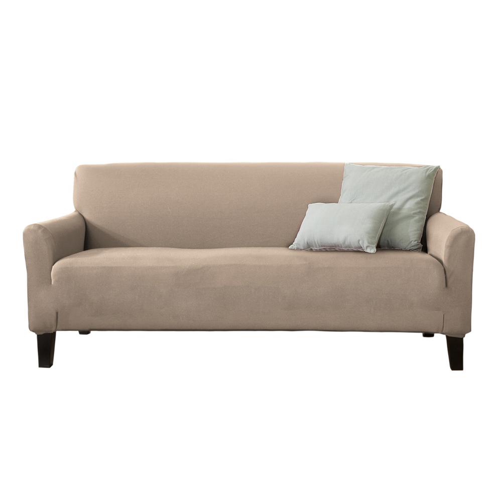 Great Bay Home Dawson Collection Tan Twill Form Fit Sofa Slipcover Great Bay Home Dawson Collection Tan Twill Form Fit Sofa Slipcover
