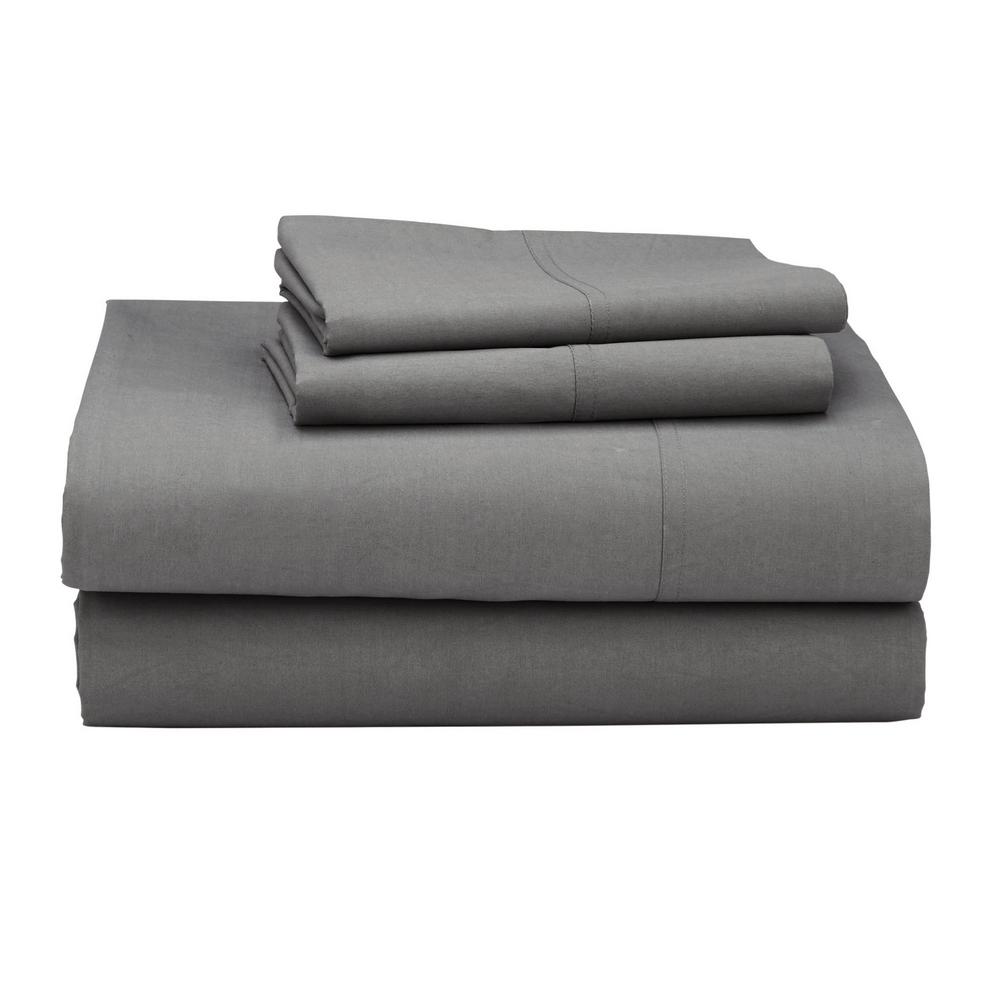 The Company Clic 3 Piece Storm Gray 210 Thread Count The Company Clic 3 Piece Storm Gray 210 Thread Count Percale Twin Xl Sheet