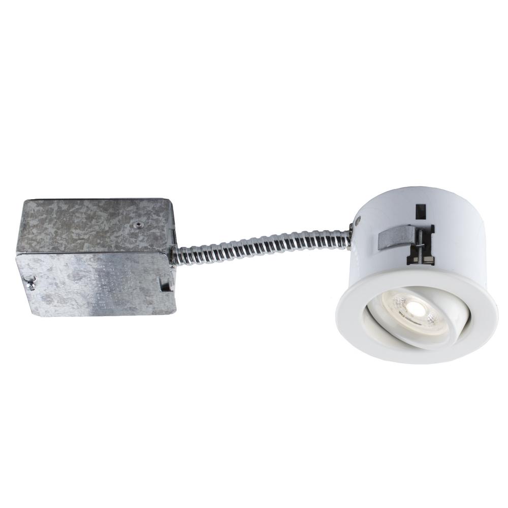 Led Recessed Lighting The Home Depot Matte White Recessed Led Lighting Kit With Gu10 Bulb Included