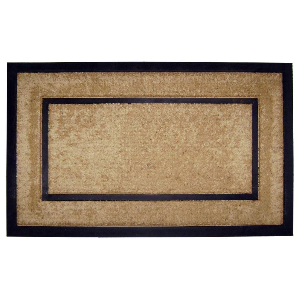 22 X 36 Door Mats The Home Depot Dirtbuster Single Picture Frame Black 22 In X 36 Coir With Rubber Border