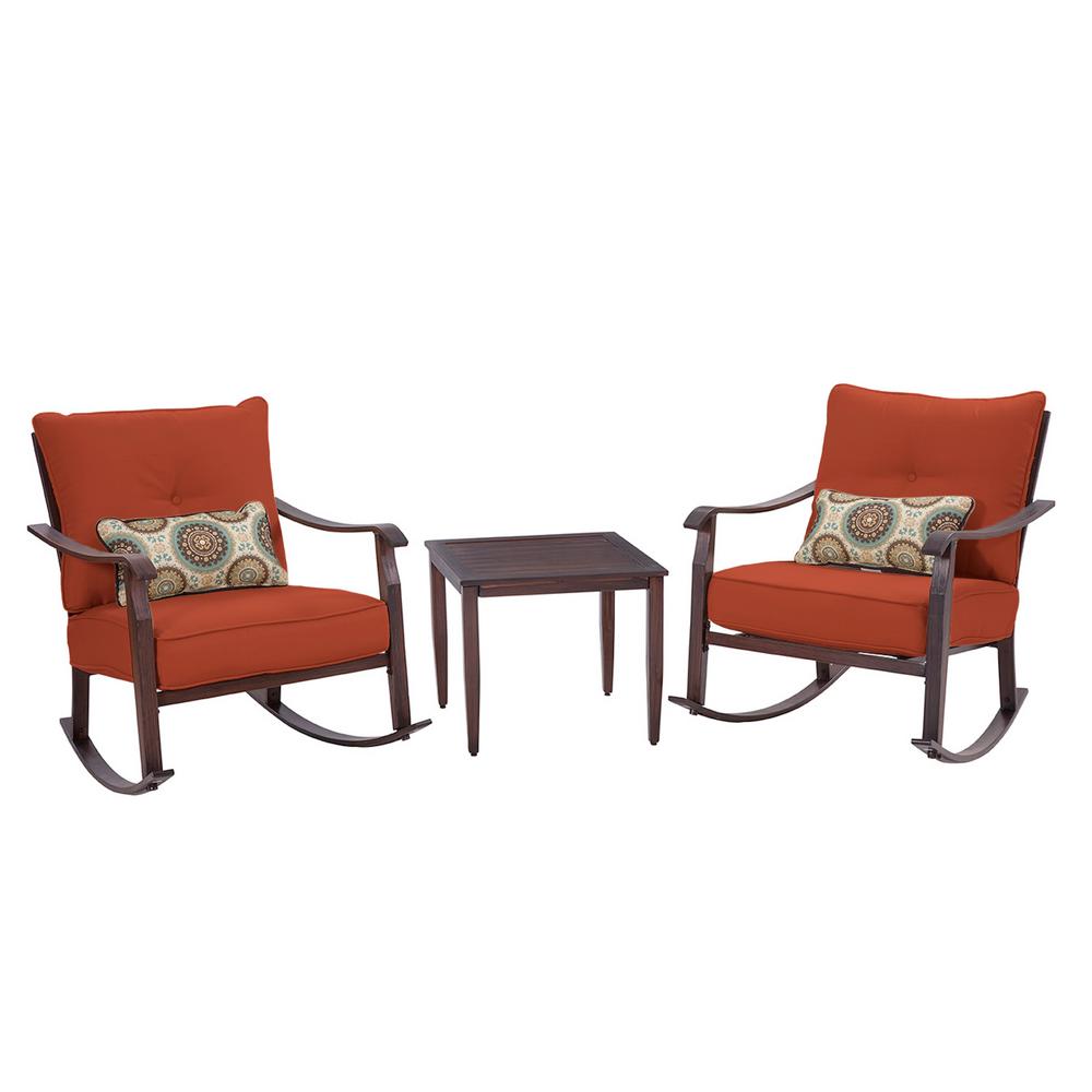 Liberty Garden Scottsdale 3 Piece Metal Red Cushioned Outdoor