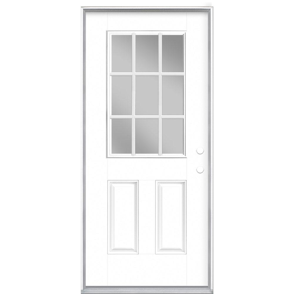 Masonite 36 In X 80 In 9 Lite White Left Hand Inswing Painted