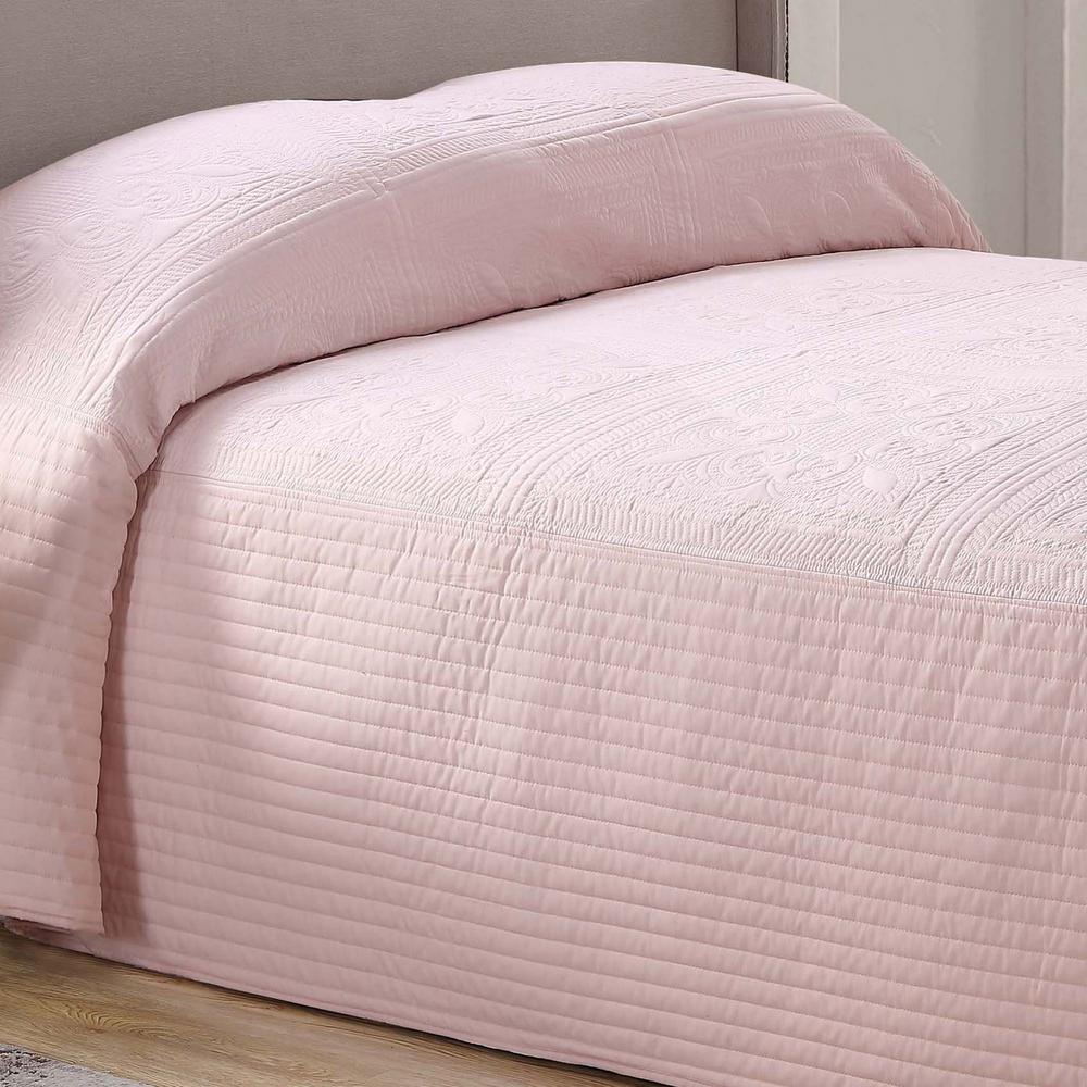American Traditions French Tile Pink Solid King Coverlet