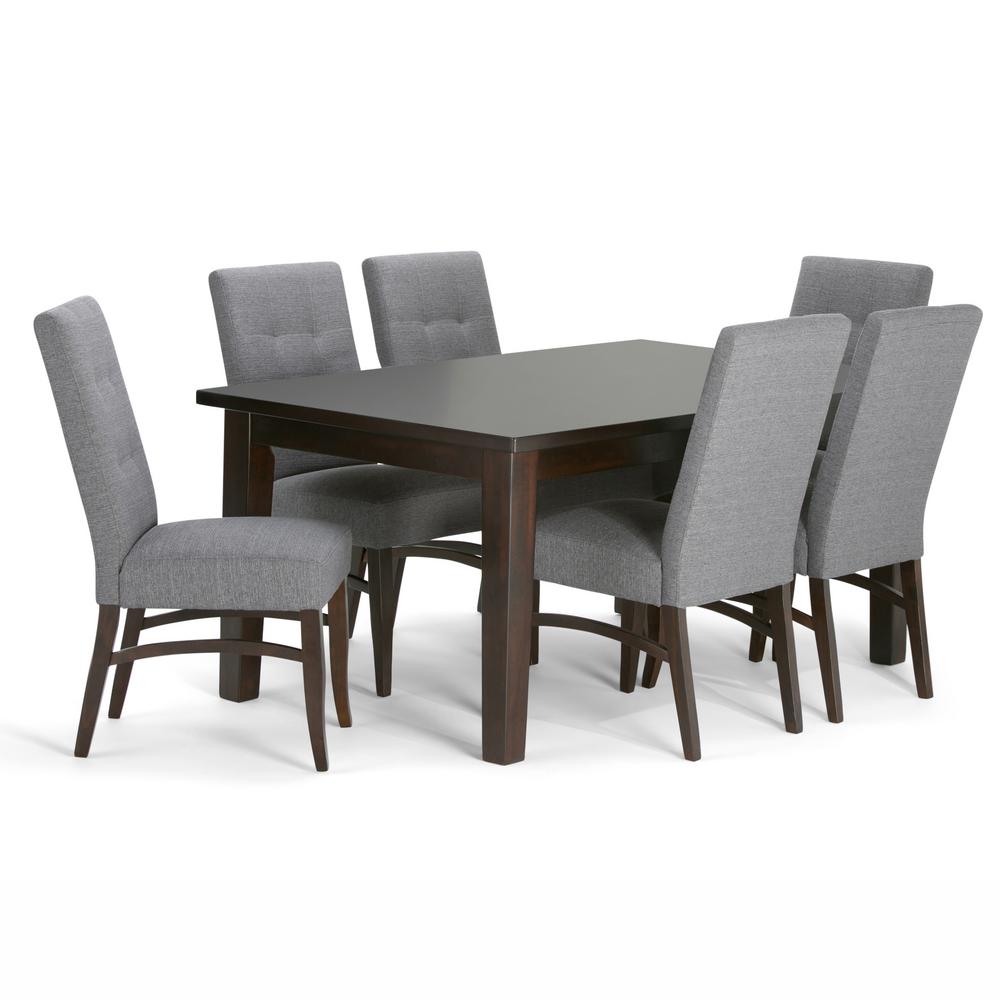 Simpli Home Ezra 7 Piece Dining Set With 6 Upholstered