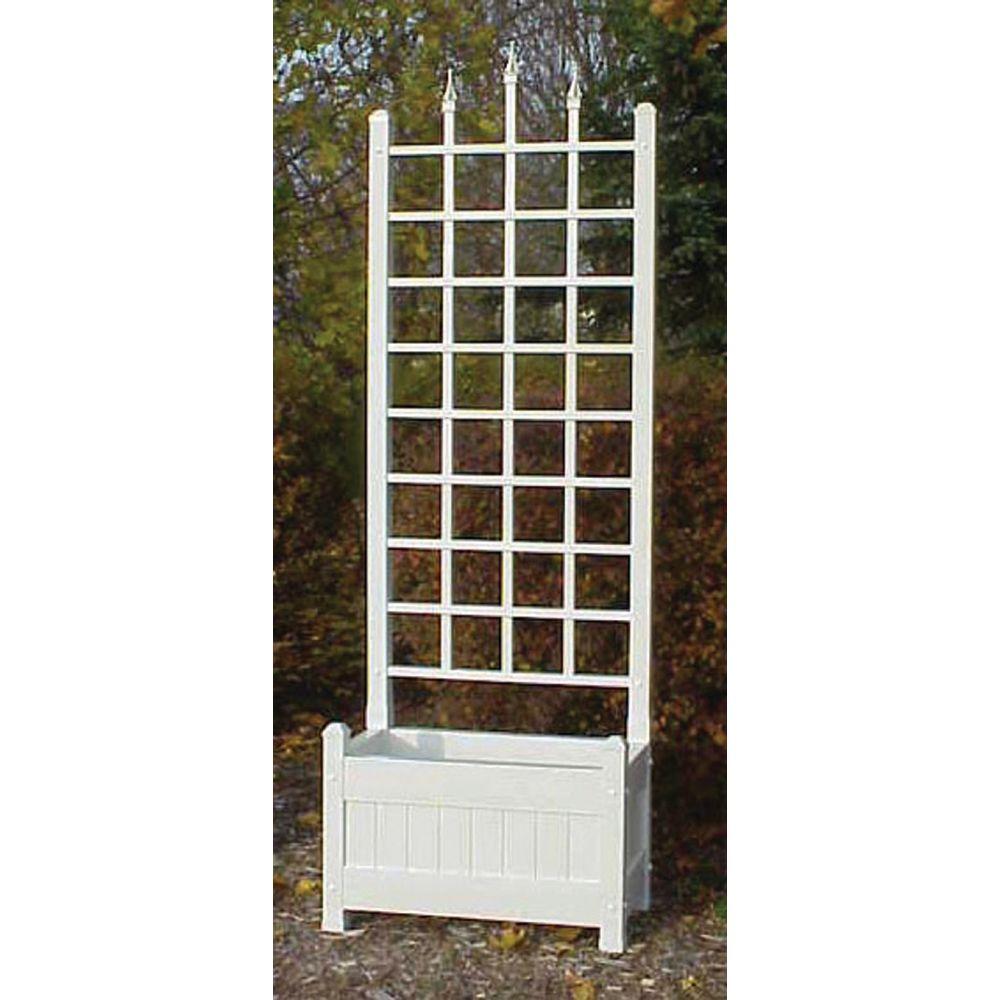 DuraTrel 80 in. H x 28 in. W White Vinyl Camelot Planter Trellis11142 The Home Depot