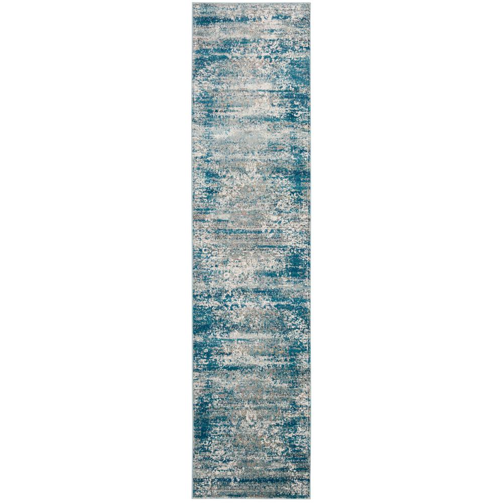 Runner 2 X 12 Area Rugs The Home Depot Aria Blue Cream 2 Ft X 12 Runner